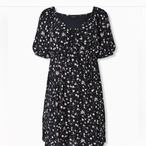 torrid Black Floral Tie-Front Dress